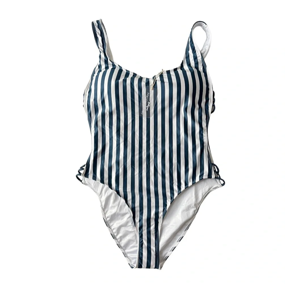 Kenny Flowers the Hamptons Navy Striped One Piece Swimsuit - Picture 2 of 6
